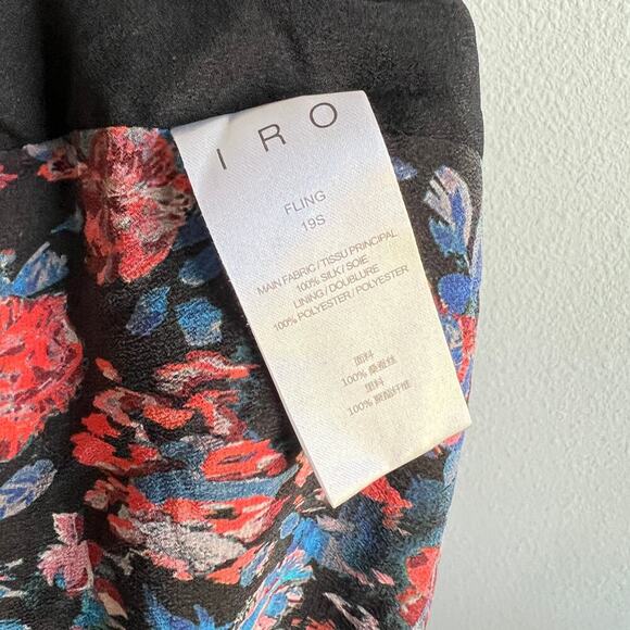IRO Floral Fling Silk Sheath Mini Dress Women's 34 US 2 Long Sleeve Faux Wrap - Picture 8 of 8